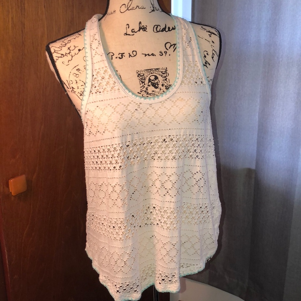 White and earl tie back mesh tank